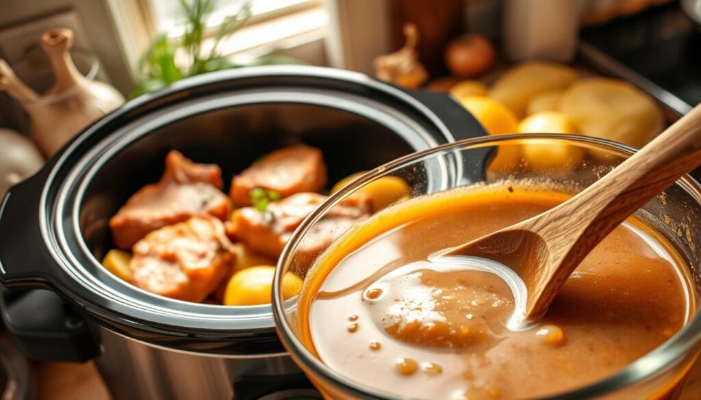 Crock Pot Pork Chop Gravy Preparation