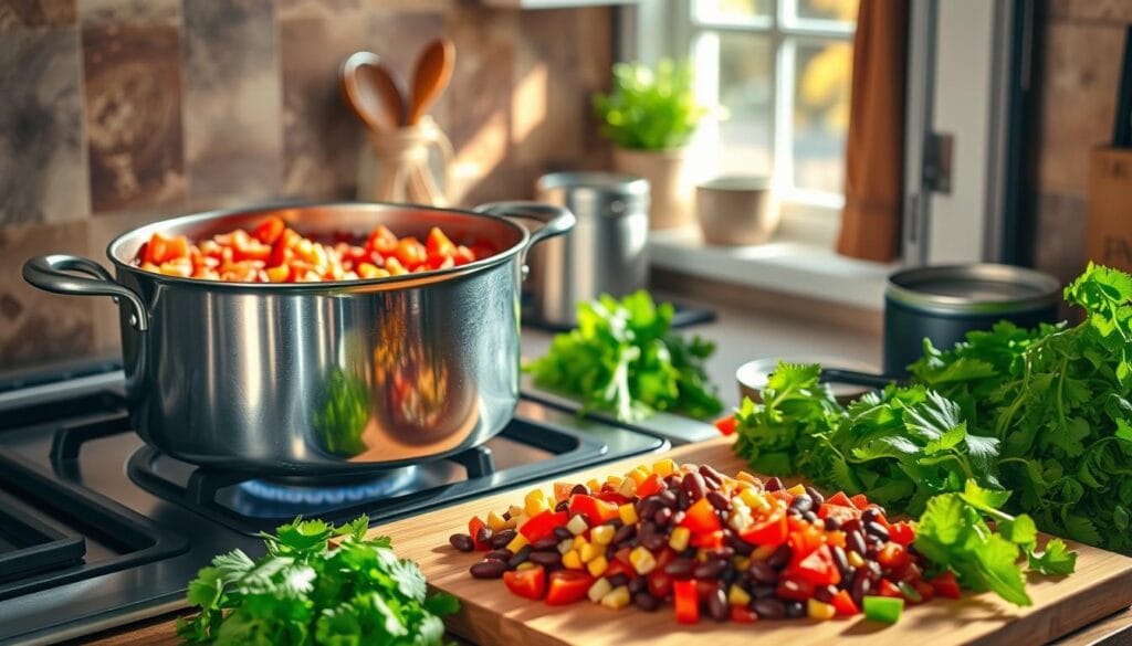 Taco Soup Cooking Process