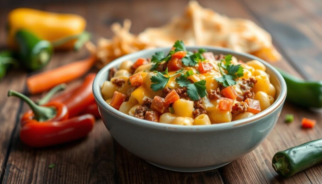 beef queso mac and cheese