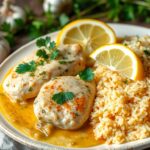 chicken scampi with garlic parmesan rice