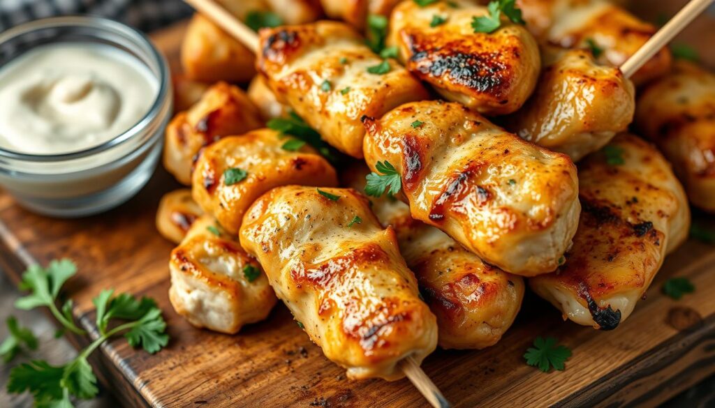 garlic parmesan chicken skewers