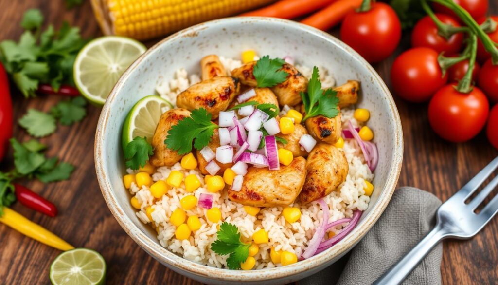 healthy street corn chicken rice meals