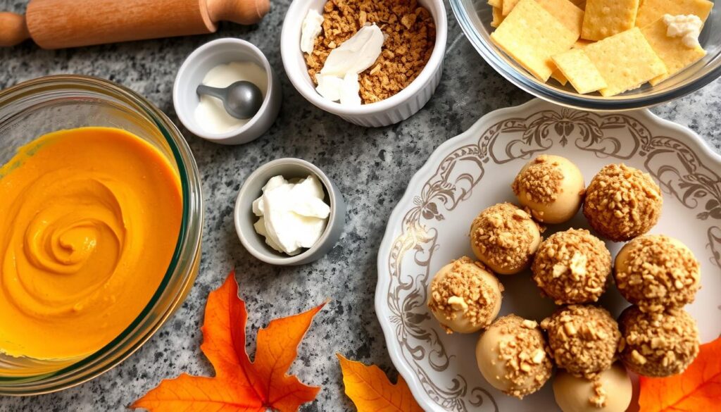 how to make no bake pumpkin cheesecake balls