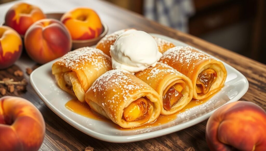 peach cobbler egg rolls