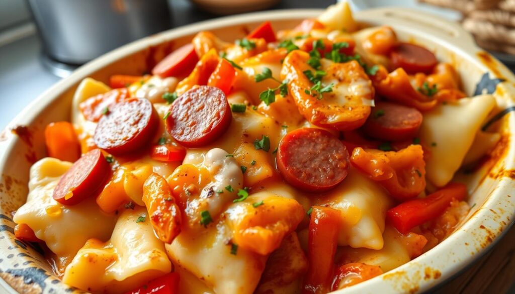 pierogi casserole with kielbasa