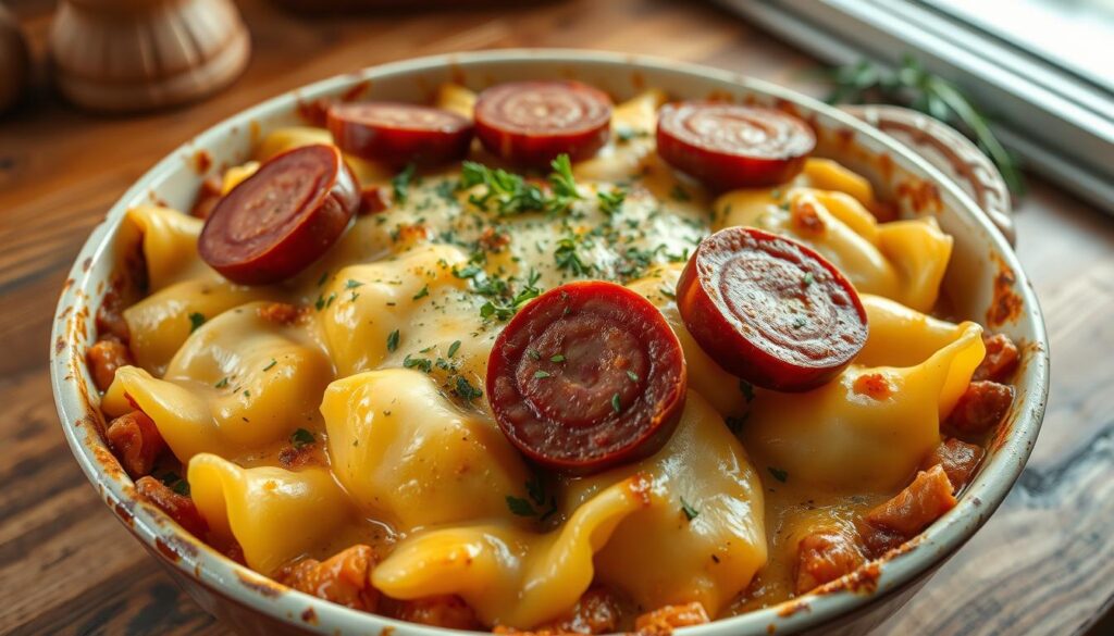 pierogi casserole with kielbasa