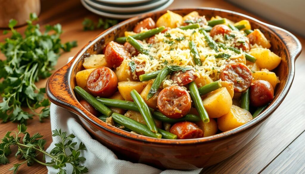 sausage green bean potato casserole