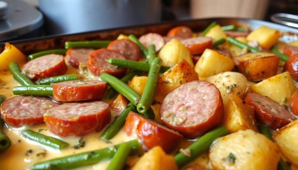 sausage green bean potato casserole