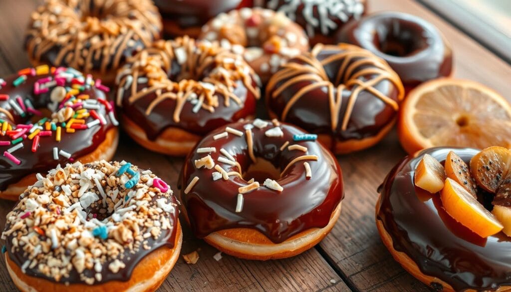 Creative Chocolate Glazed Donut Toppings