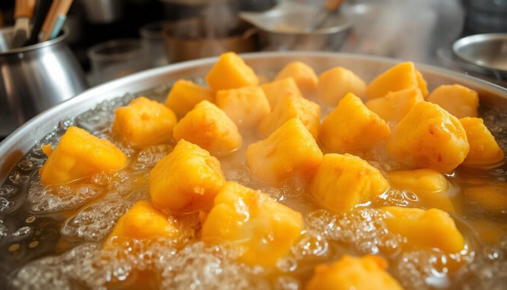 Frying Corn Nuggets Technique