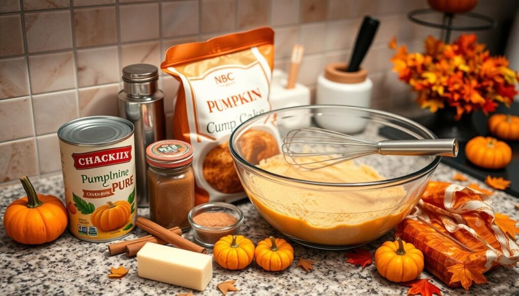 Pumpkin Dump Cake Preparation