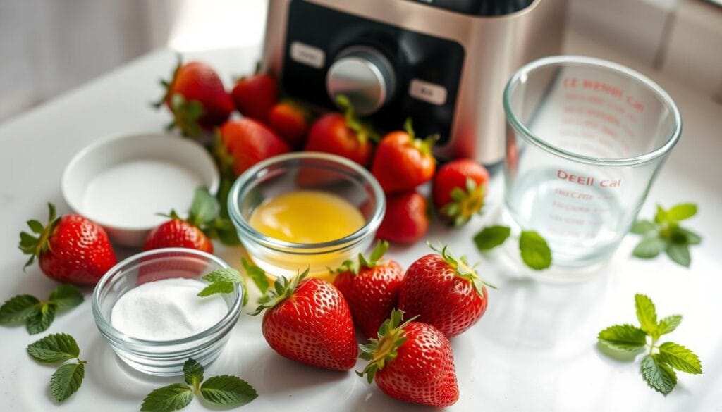 Strawberry Puree Ingredients and Equipment