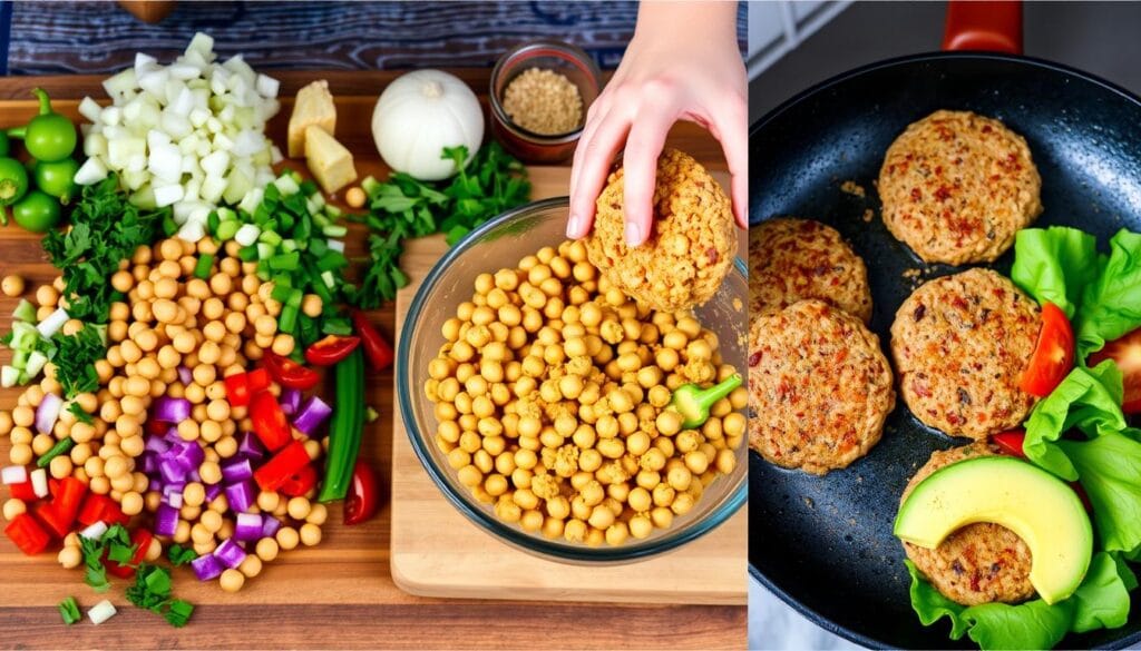 Vegetarian Chickpea Burger Preparation