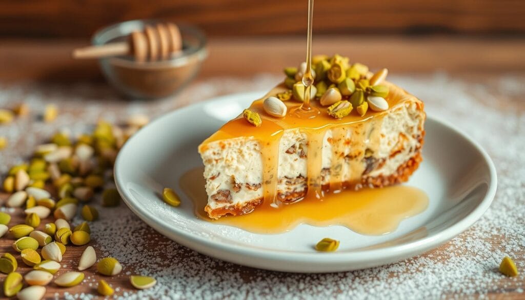 honey pistachio baklava cheesecake