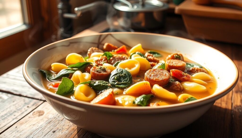 sausage spinach tortellini soup